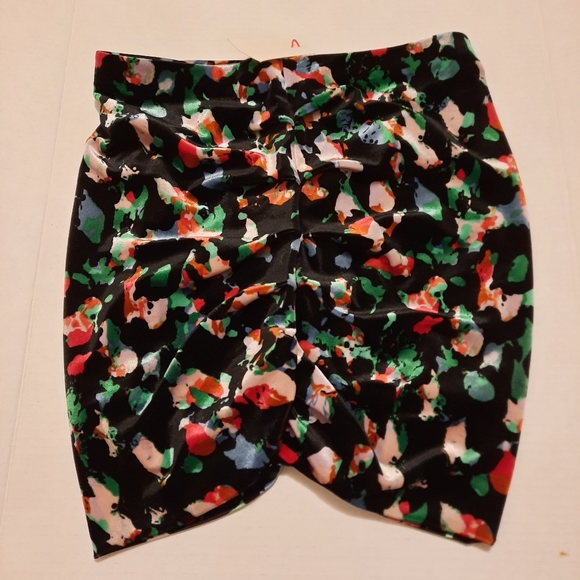 Open Edit Brushstroke Skirt Women's Medium  Black Ruched Mini Bodycon Stretch - Picture 3 of 6